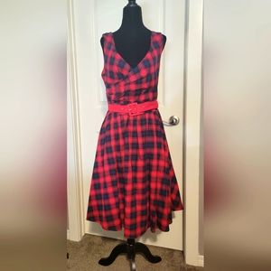 NWOT Dolly & Dotty Red/Black Tartan Swing Dress